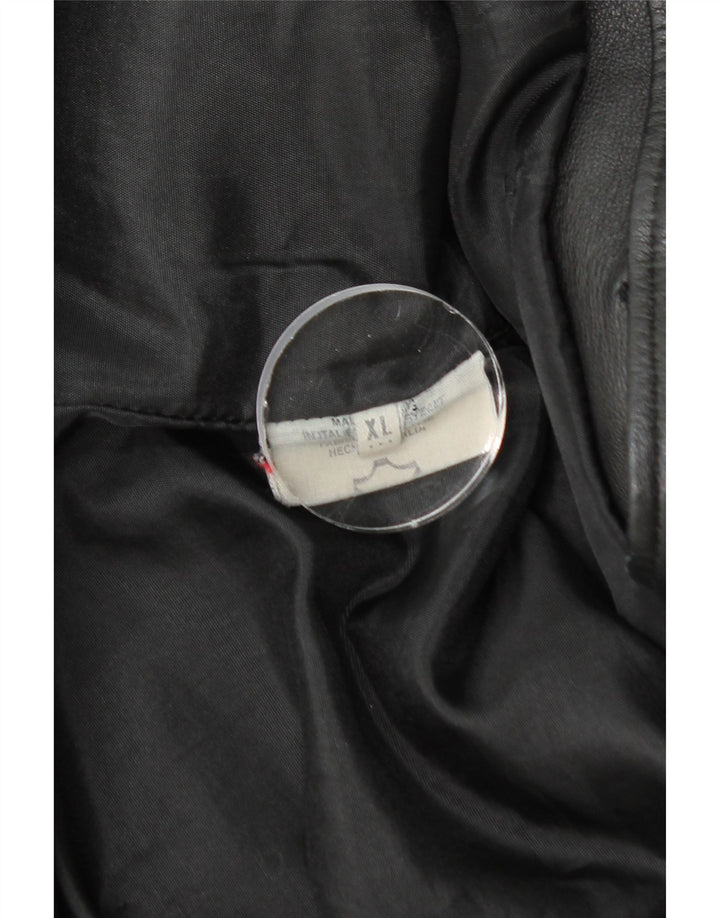 ВИНТАЖНОЕ женское кожаное пальто UK 18 XL, черное кожаное