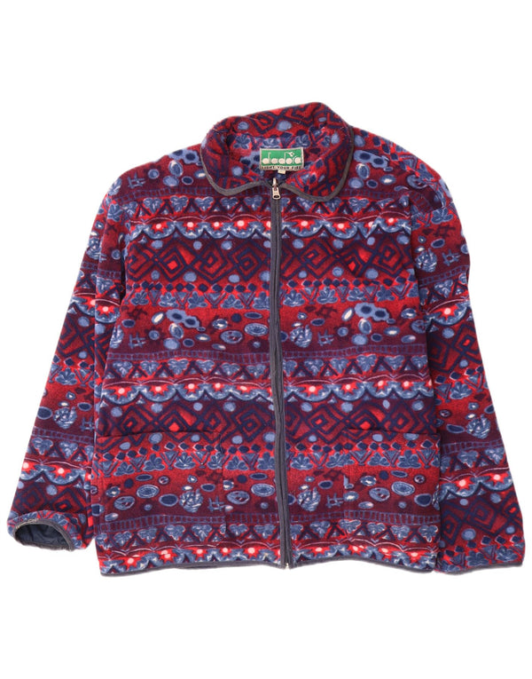 Мужская флисовая куртка DIADORA UK 40, большая темно-синяя, полиэстер с геометрическим рисунком