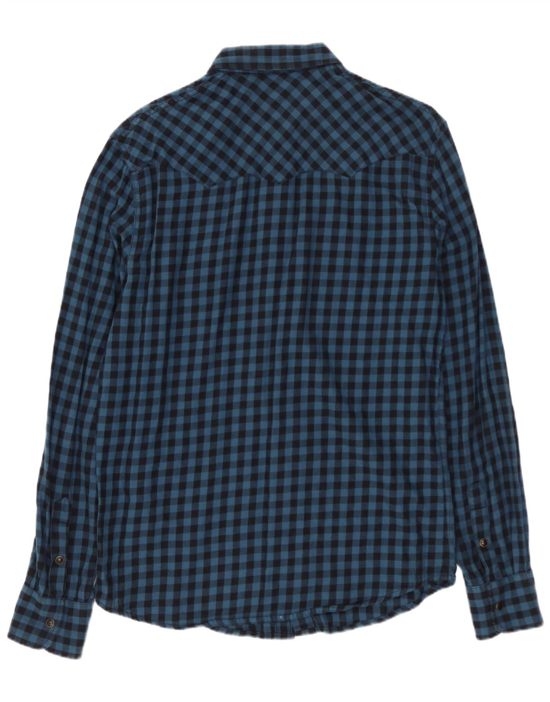 Мужская тонкая фланелевая рубашка WRANGLER среднего синего цвета в мелкую клетку, хлопок