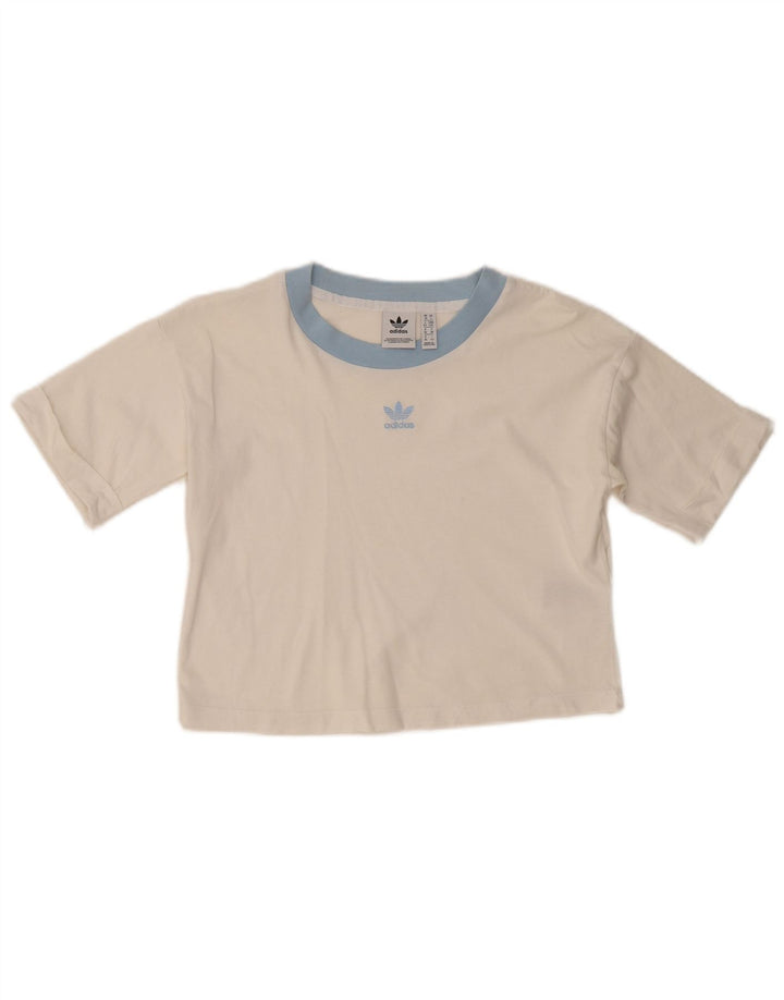 Женская укороченная футболка ADIDAS UK 10, маленький белый хлопок