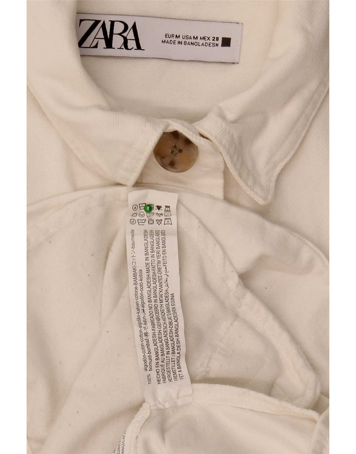 Женская джинсовая куртка оверсайз Zara UK 14, средний белый хлопок, хлопок