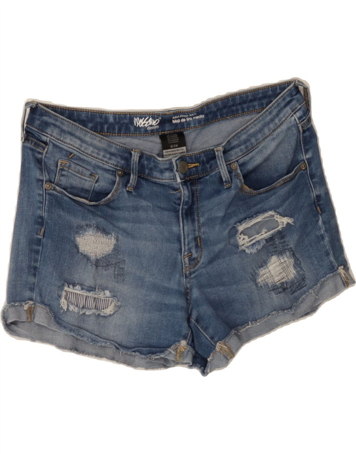 MOSSIMO Womens Distressed Mid Rise Denim Shorts US 8 Medium W34 Blue Vintage Mossimo and Second-Hand Mossimo from Messina Hembry 