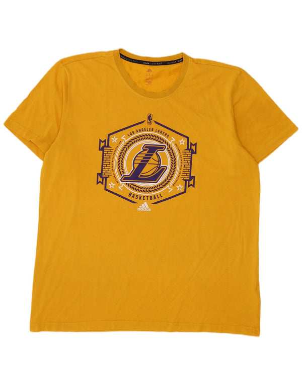 Adidas Мужская футболка с рисунком Los Angeles Lakers Top XL Желтый хлопок