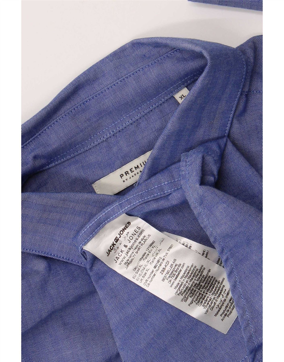 Мужская рубашка Jack & Jones XL, синяя хлопковая елочка