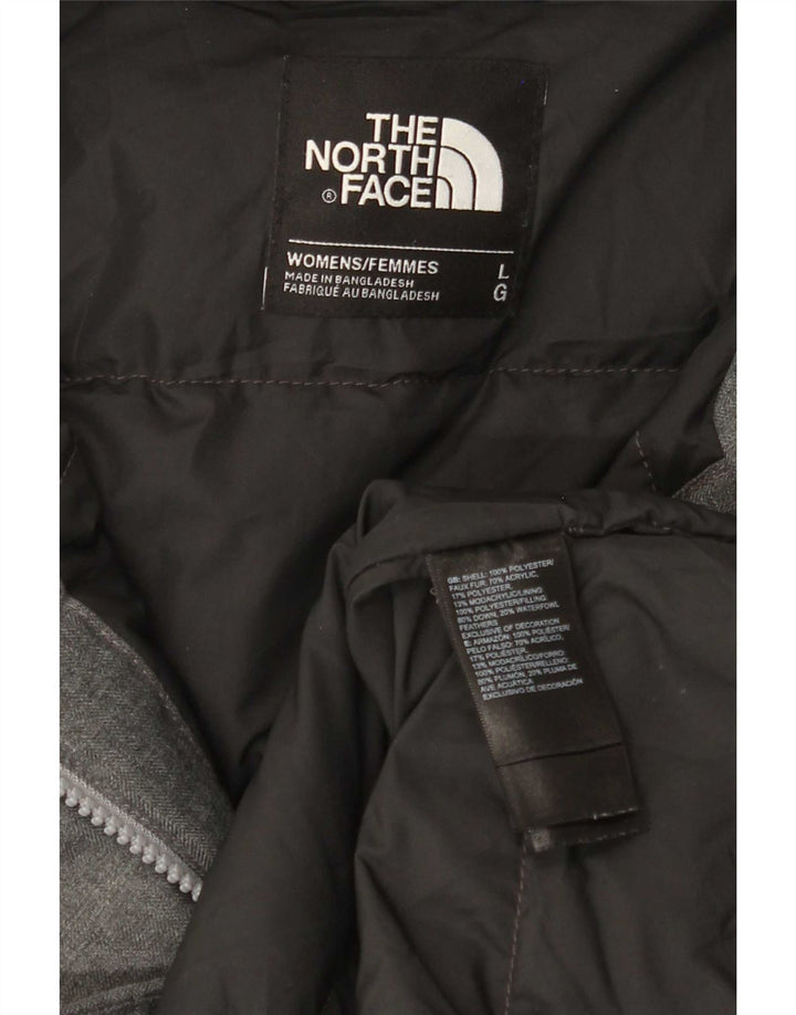 Женское стеганое пальто с капюшоном The North Face UK 16, большой серый полиэстер