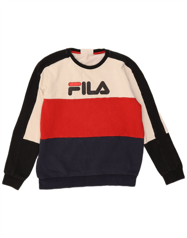 Fila Мужской свитшот с графическим рисунком, маленький разноцветный хлопковый джемпер с цветными блоками