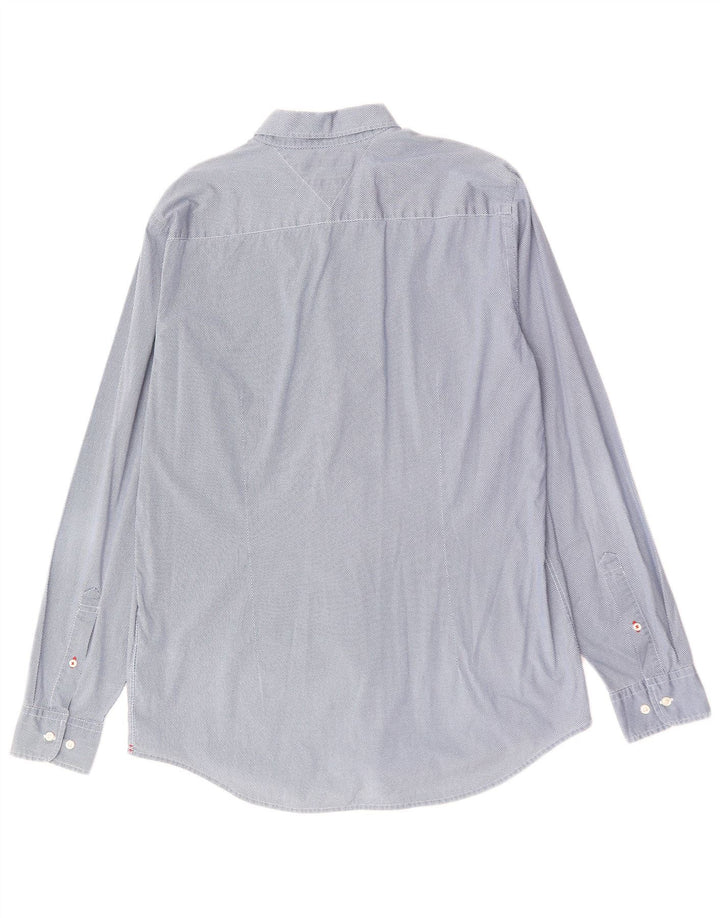 Мужская рубашка узкого кроя Tommy Hilfiger XL, хлопок в синюю пятнистую клетку