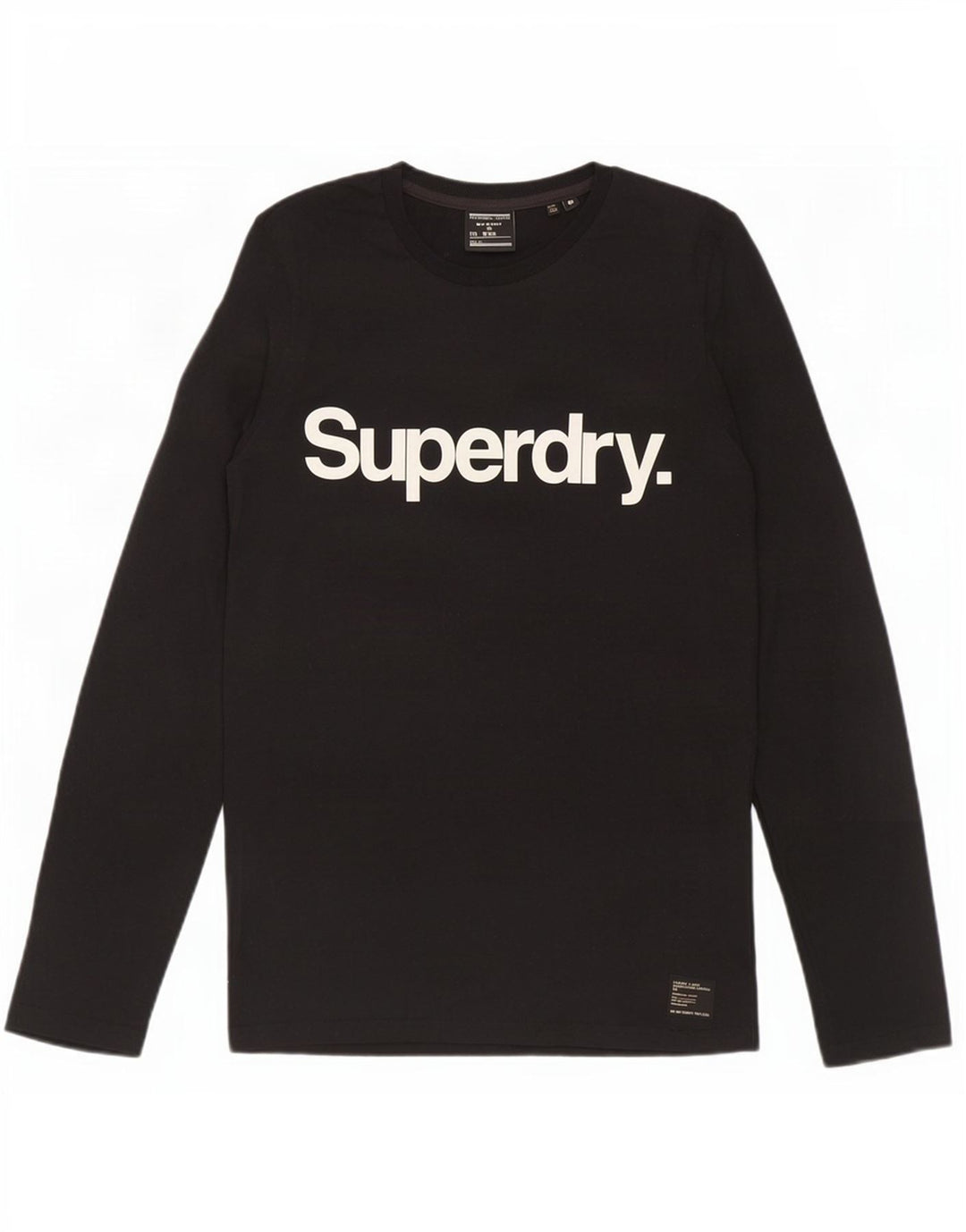 Мужской топ с рисунком Superdry, средний черный хлопок с длинным рукавом