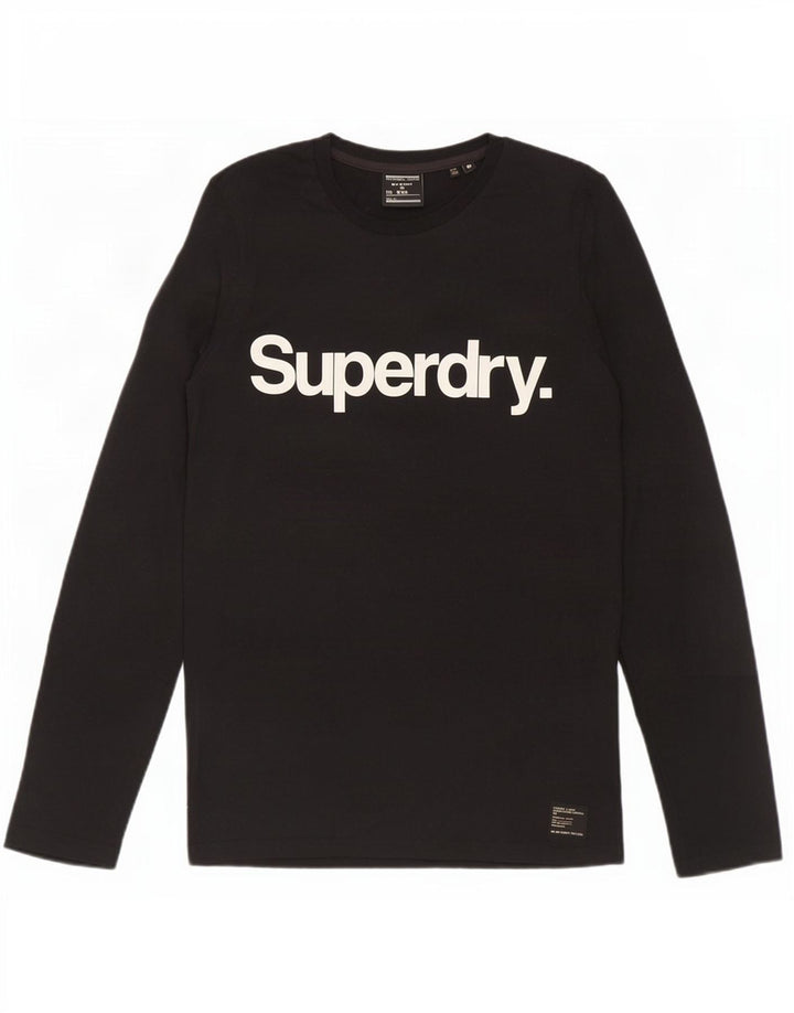 Мужской топ с рисунком Superdry, средний черный хлопок с длинным рукавом