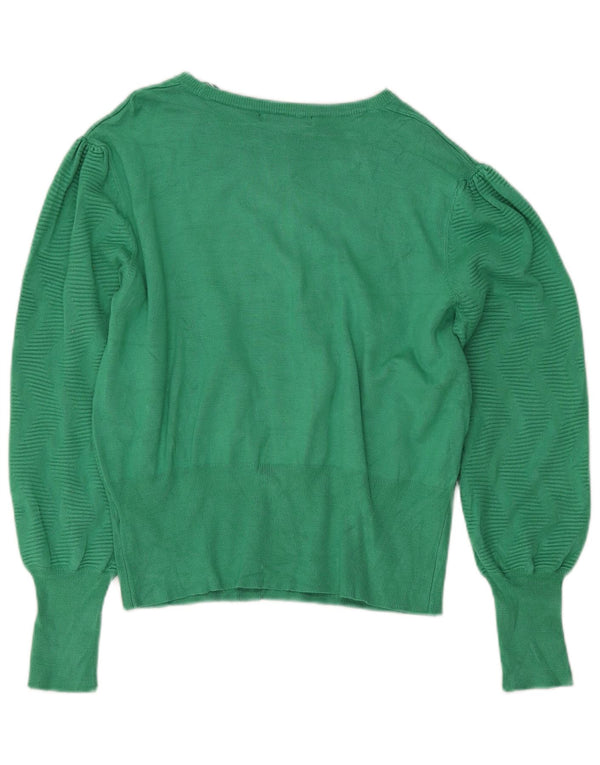 Marks & Spencer Womens Crop Boat Neck Jumper Sweater UK 14 Large Green