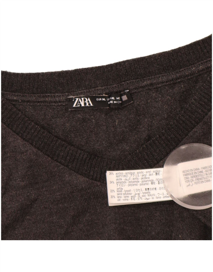Женский топ ZARA с длинным рукавом UK 18 XL, серый акрил