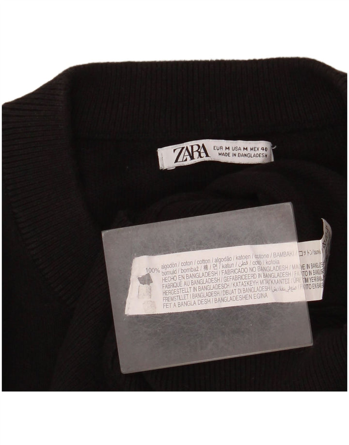 Мужской джемпер с круглым вырезом Zara, средний черный хлопковый свитер