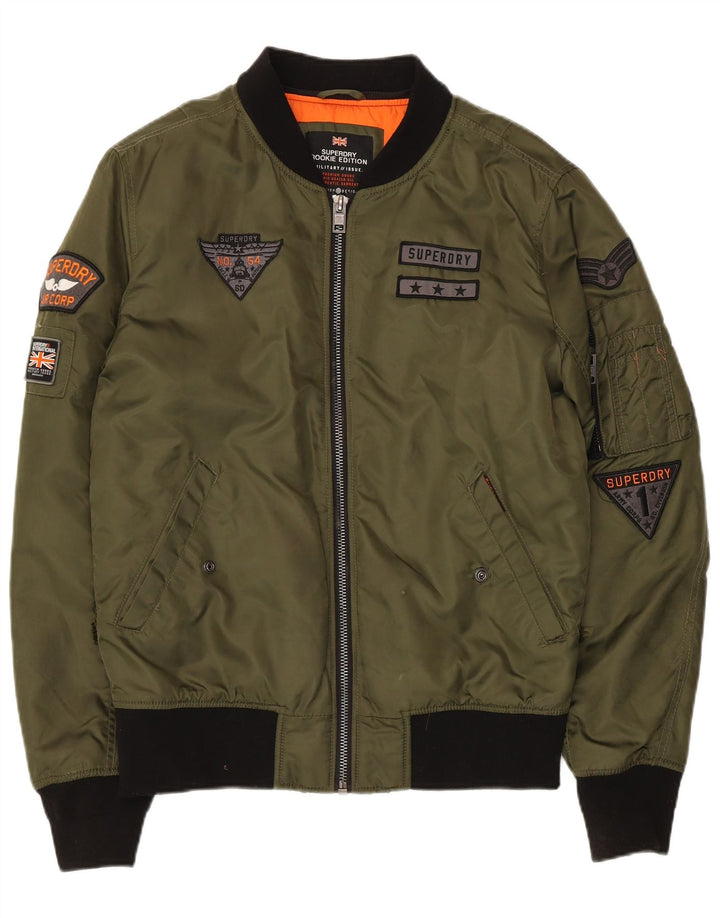 Мужская куртка-бомбер Superdry в стиле милитари UK 38, средний хаки, нейлон