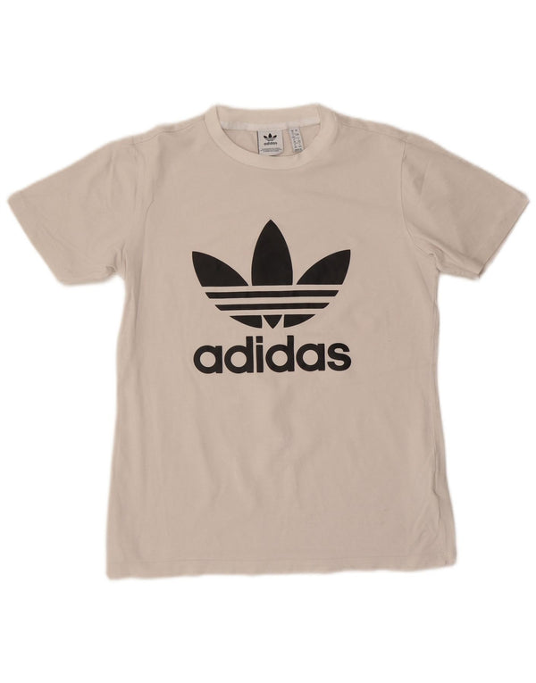 Adidas Womens Graphic T-Shirt Top UK 12 Medium  White Cotton