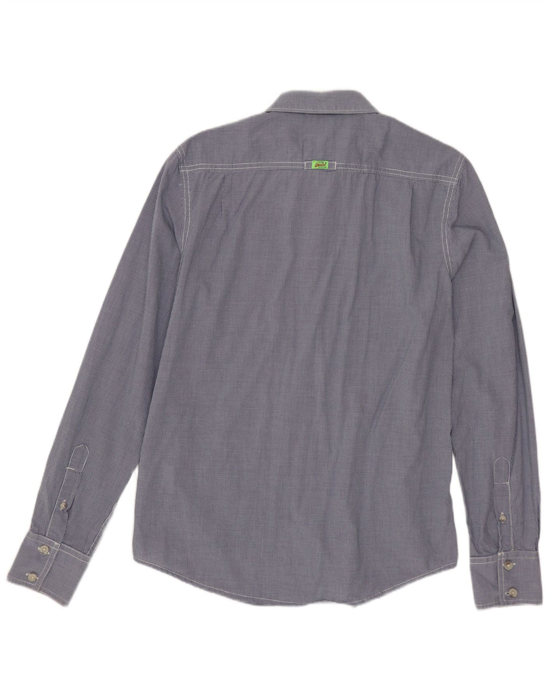 SUPERDRY Мужская рубашка среднего размера, темно-синяя, в мелкую клетку, хлопок