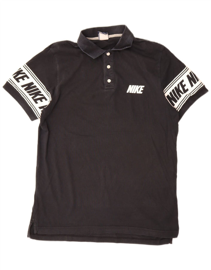 Мужская рубашка-поло с графическим рисунком Nike, большая черная хлопковая рубашка с цветными блоками