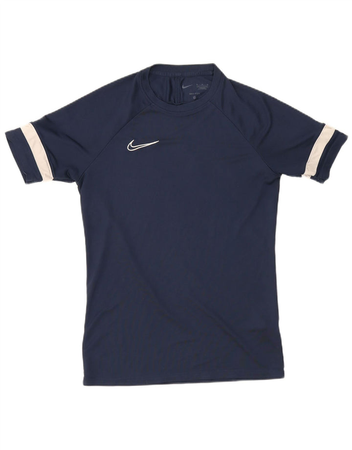 Мужская футболка Nike Dri Fit Верх среднего размера, темно-синий, полиэстер с цветными блоками