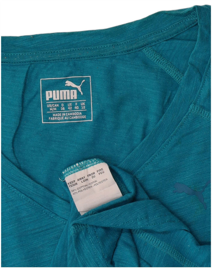Женская футболка Puma Top UK 12, хлопковая ткань среднего синего цвета с крапинками