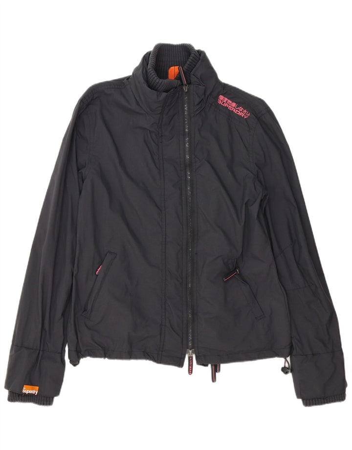 SUPERDRY Женская дождевик с графическим рисунком UK 16, большой серый полиэстер