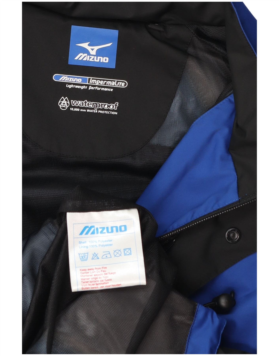 Мужская куртка-гонщик Mizuno UK 40, большая синяя, полиэстер с цветными блоками