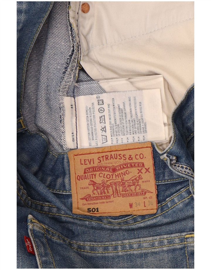 Мужские прямые джинсы Levi's 501 W34 L29 синие, хлопок