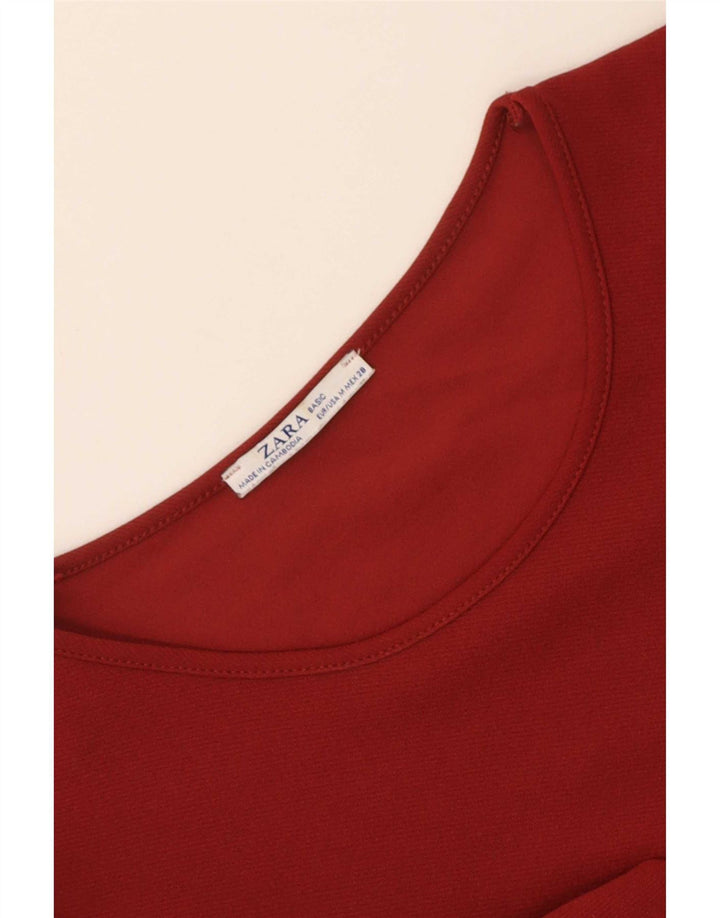 Женское платье прямого кроя с рукавом 3/4 Zara UK 14, средний красный