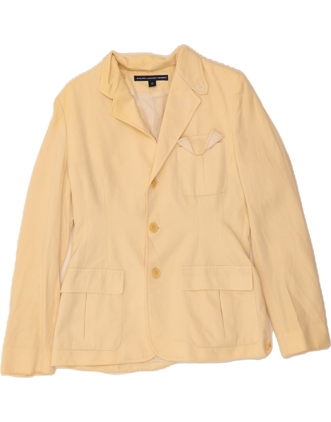 RALPH LAUREN Womens 3 Button Blazer Jacket US 10 Large Beige Wool Vintage Ralph Lauren and Second-Hand Ralph Lauren from Messina Hembry 