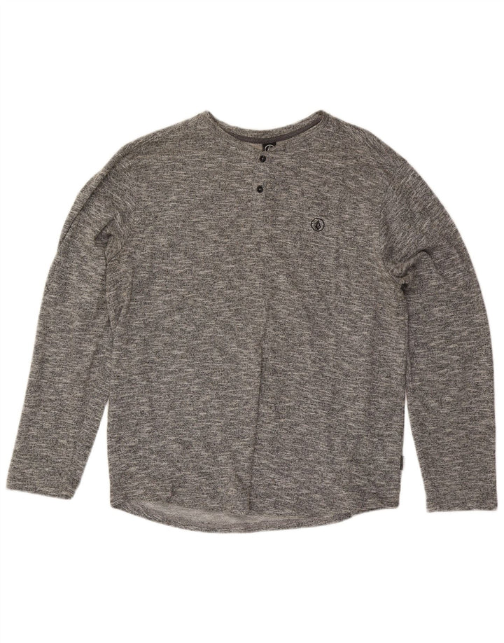 Мужской топ Volcom с длинным рукавом XL, серый хлопок в крапинку