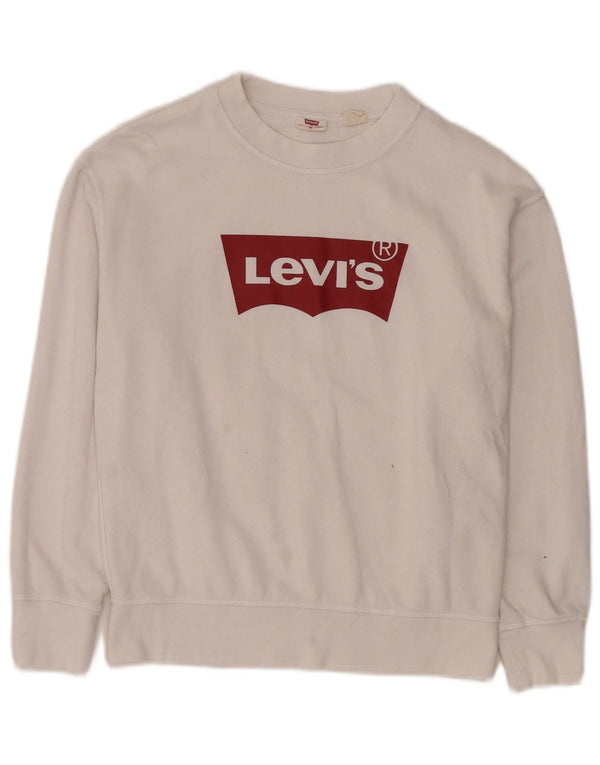Женский джемпер оверсайз с рисунком Levi's UK 6 XS, белый хлопок