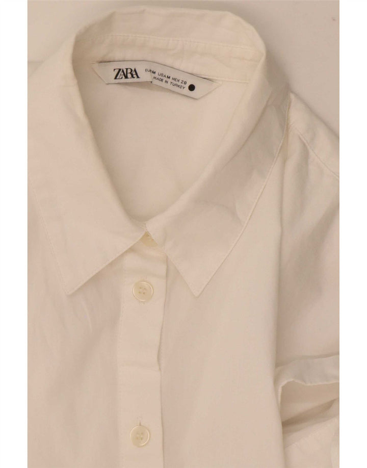 Женская блузка-рубашка с завязками спереди Zara UK 12, средний белый цвет