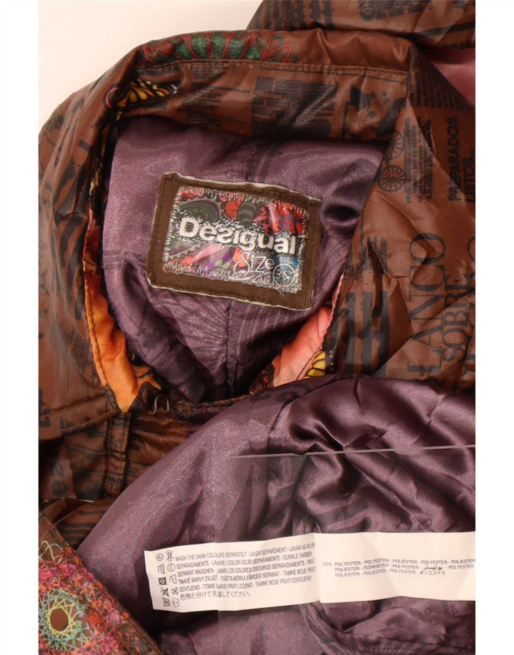 Женский тренч Desigual с графическим рисунком EU 38, полиэстер среднего коричневого цвета с цветочным принтом