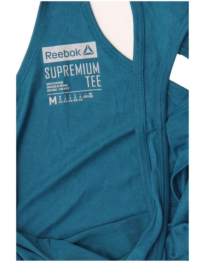 REEBOK Womens Crop Graphic Vest Top UK 12/14 Medium Blue