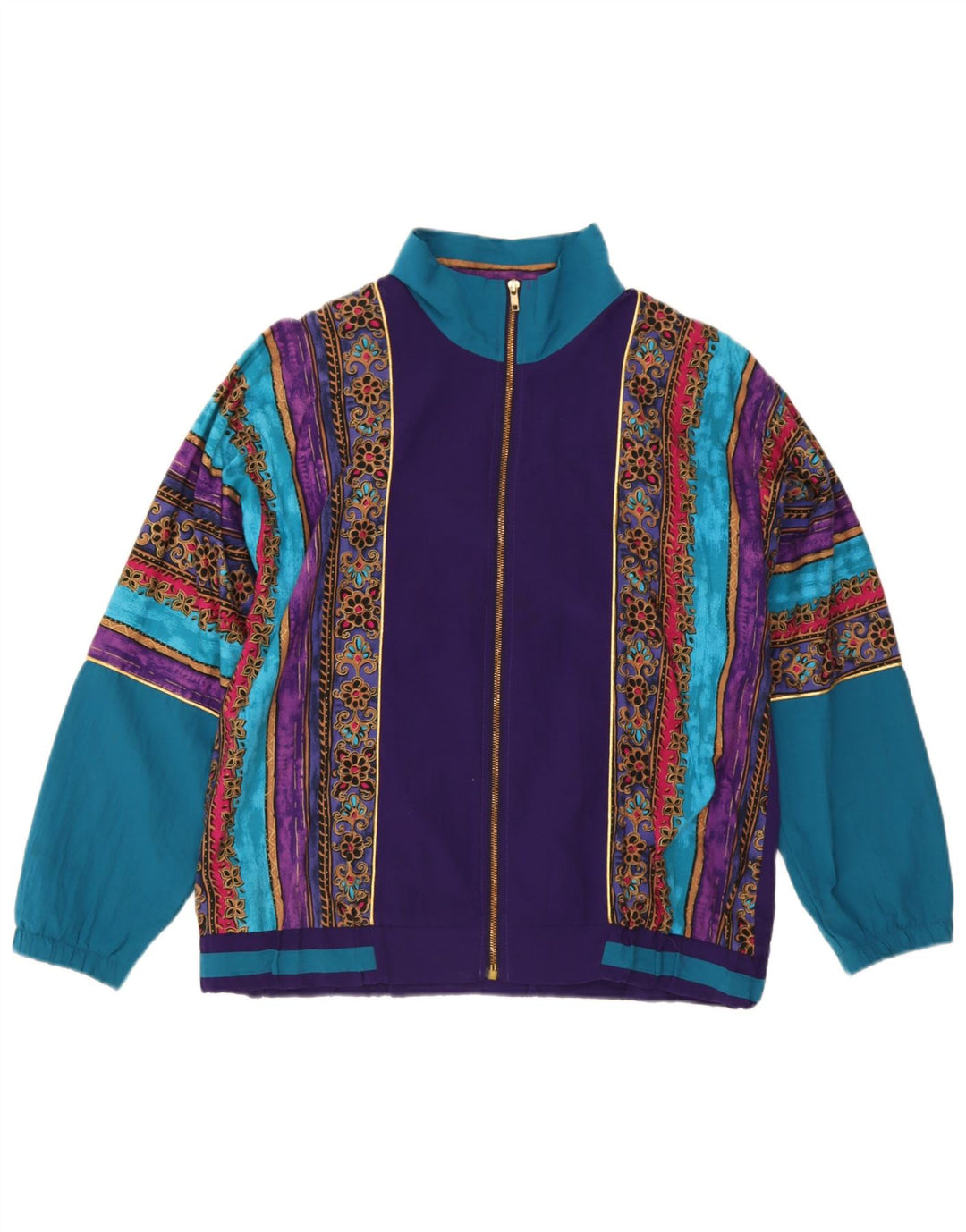 Винтажный женский спортивный костюм, верхняя куртка UK 16, большой разноцветный цветной блок