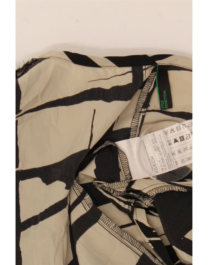 Женское платье прямого кроя с абстрактным узором Benetton UK 6 XS, белый полиэстер