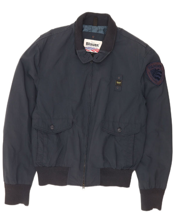 Мужская куртка-бомбер Blauer UK 40, большая, темно-синяя, нейлон