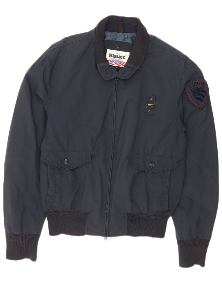 Мужская куртка-бомбер Blauer UK 40, большая, темно-синяя, нейлон