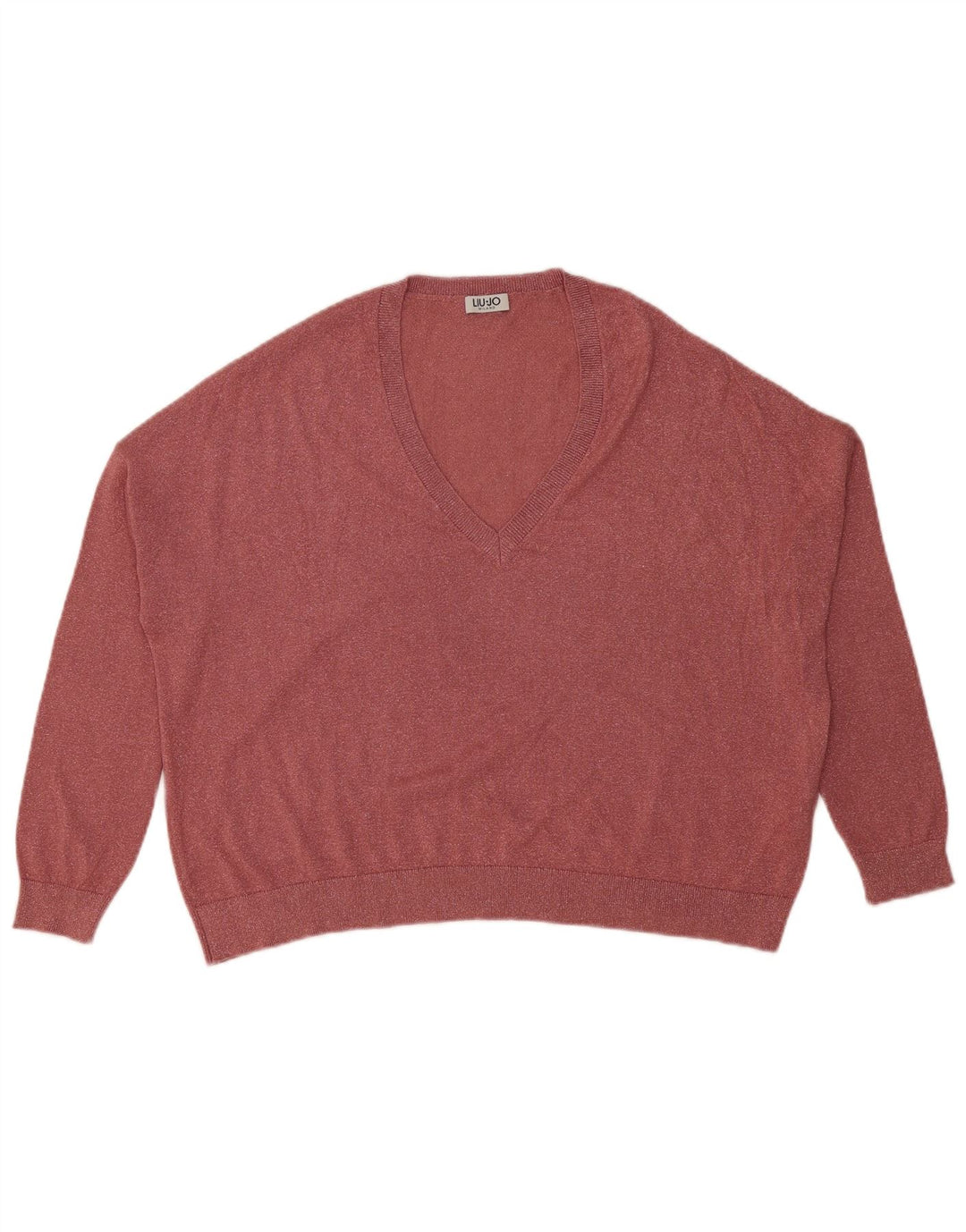 Женский свободный джемпер с v-образным вырезом Liu Jo, Великобритания, 16, большой розовый, вискоза