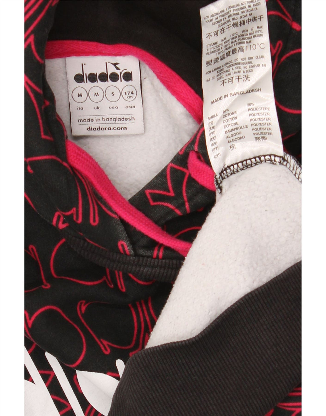 DIADORA Мужской джемпер с капюшоном с рисунком, средний черный, хлопок