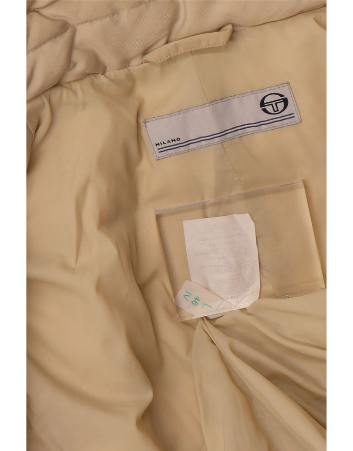 Женское стеганое пальто с капюшоном SERGIO TACCHINI UK 16, большой бежевый полиэстер
