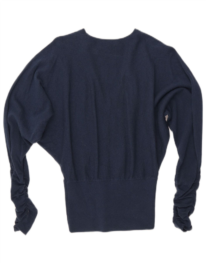 Женский джемпер REISS с V-образным вырезом и крыльями летучей мыши UK 6 XS Темно-синий, шерсть