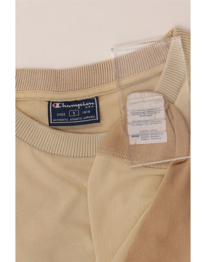 Мужская футболка CHAMPION, маленькая, бежевая, хлопковая с цветными блоками