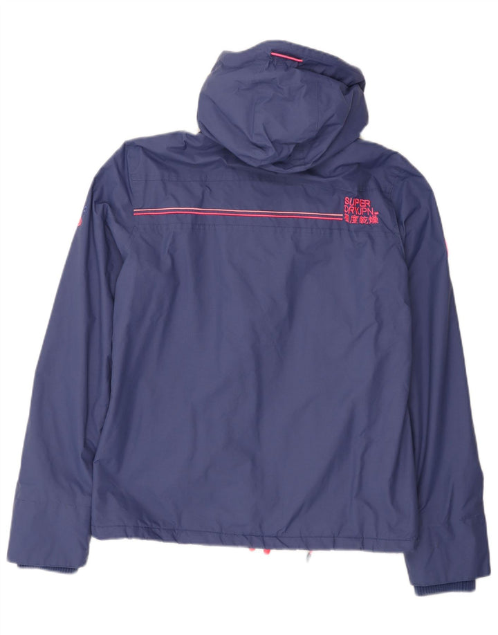 Женская ветровка с капюшоном Superdry UK 16, большая синяя с цветными блоками