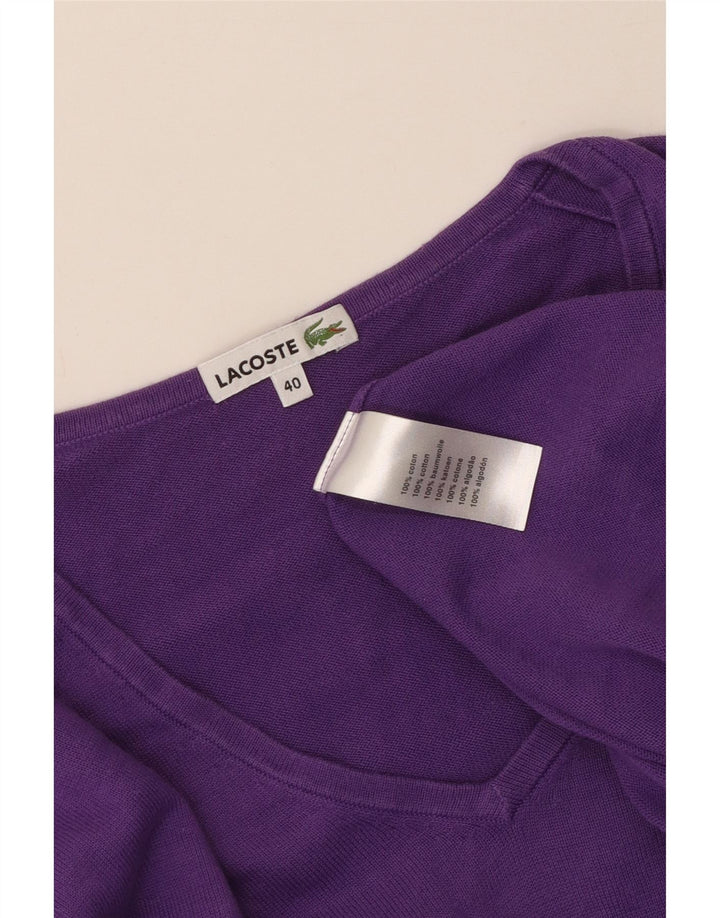 Женский джемпер с v-образным вырезом Lacoste, размер 40, средний фиолетовый, хлопок