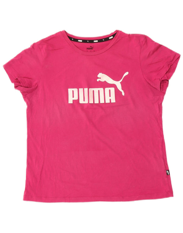 Puma Womens Graphic T-Shirt Top UK 12 Medium Pink Cotton