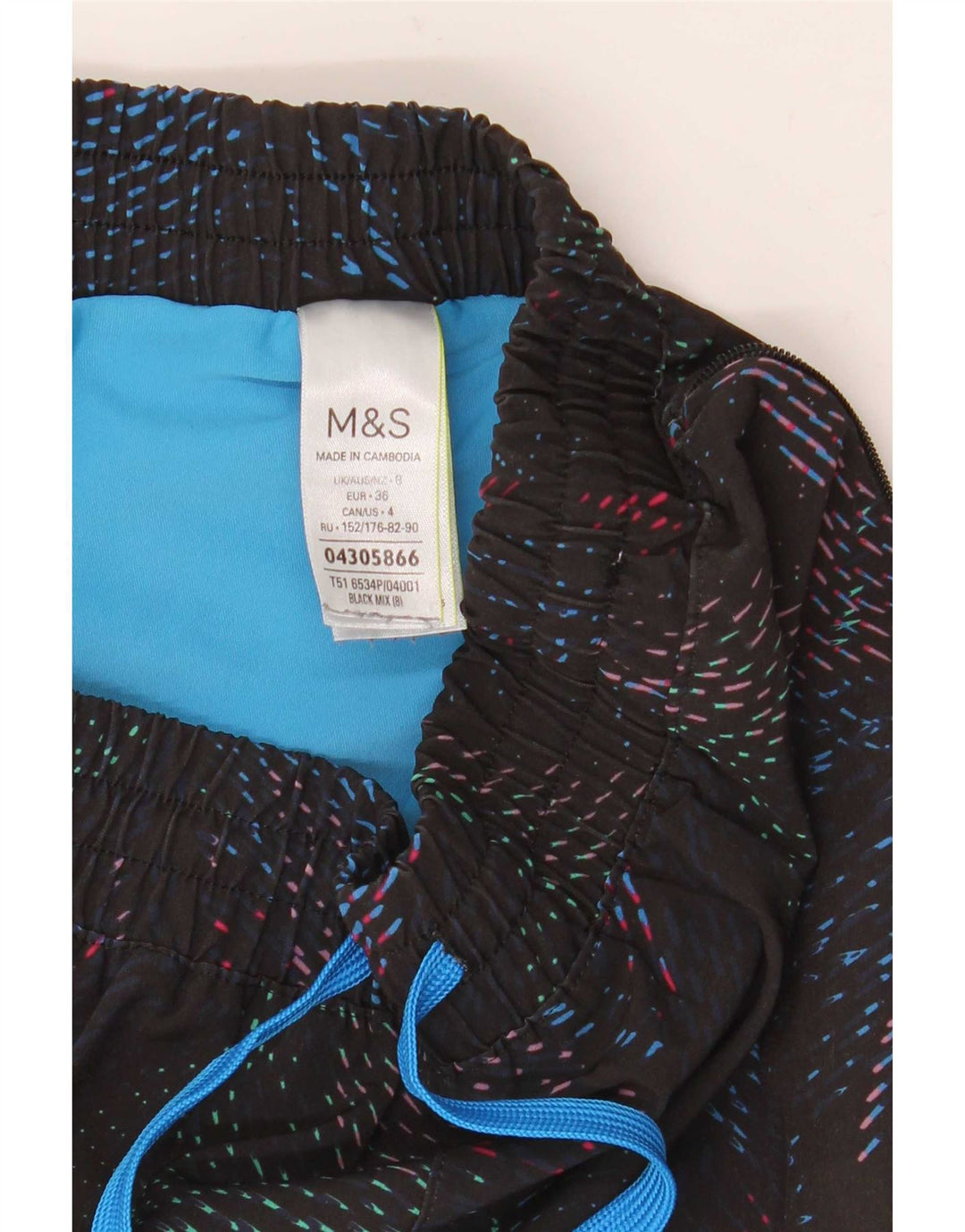 Женские спортивные шорты Marks & Spencer UK 8, маленькие, черные, из полиэстера с пятнами