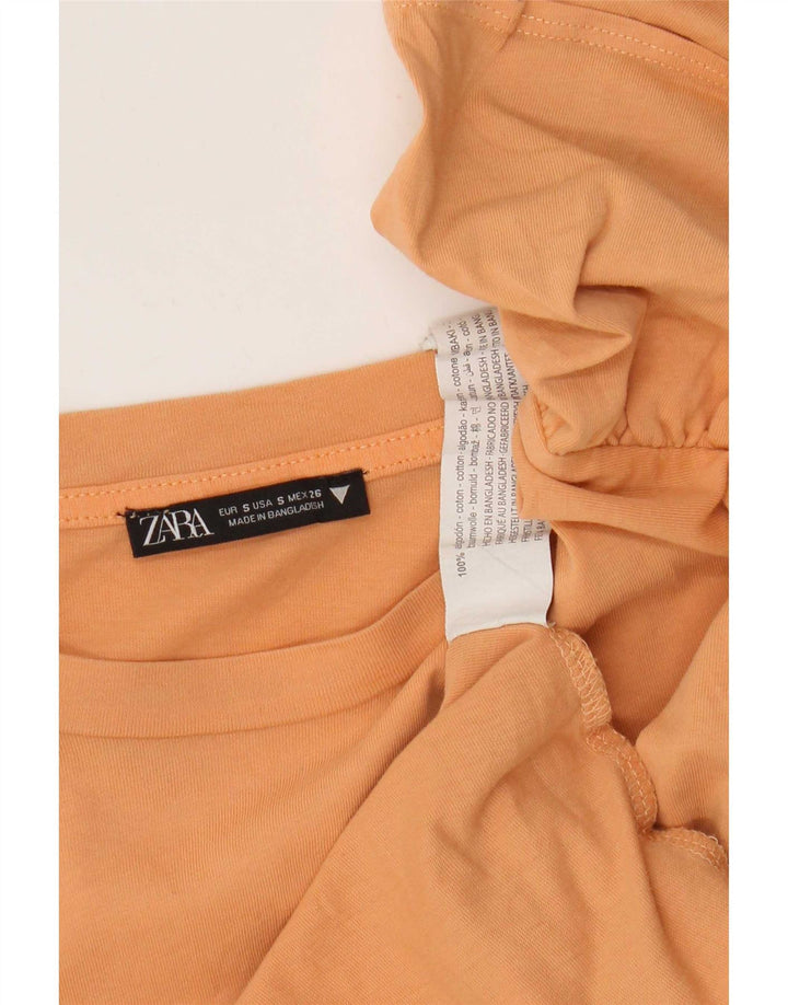 Женская укороченная блузка «летучая мышь» Zara UK 10, маленький оранжевый хлопок
