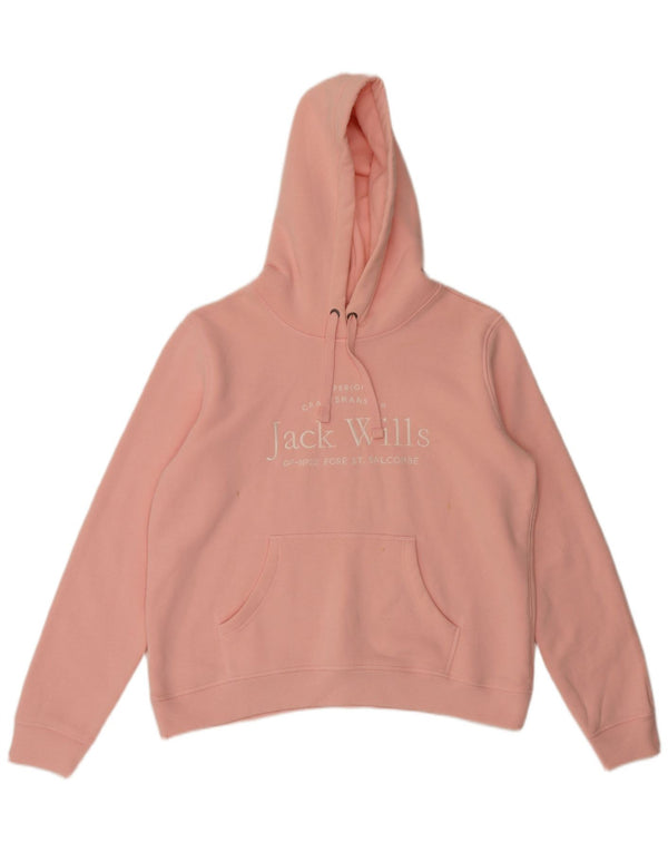Женский джемпер с капюшоном Jack Wills Oversized с рисунком, Великобритания, 16 больших размеров, розовый хлопок