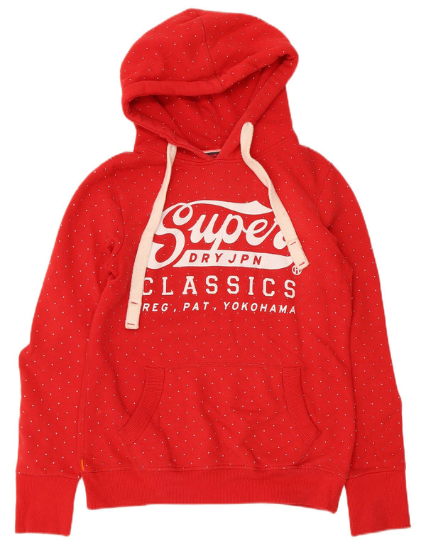 Женский джемпер с капюшоном Superdry UK 12, средний красный пятнистый хлопок