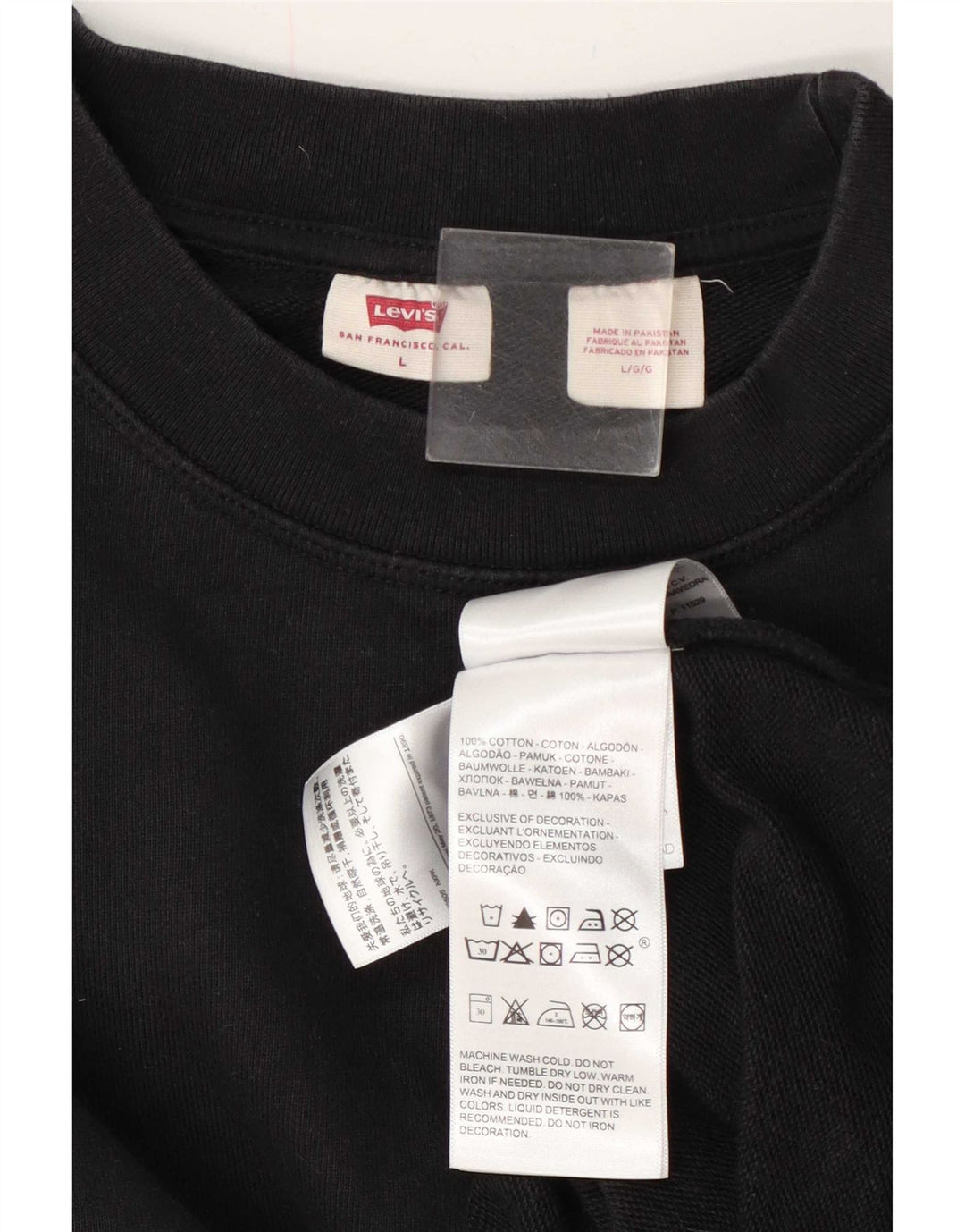 Мужской свитер Levi's, большой черный хлопковый джемпер