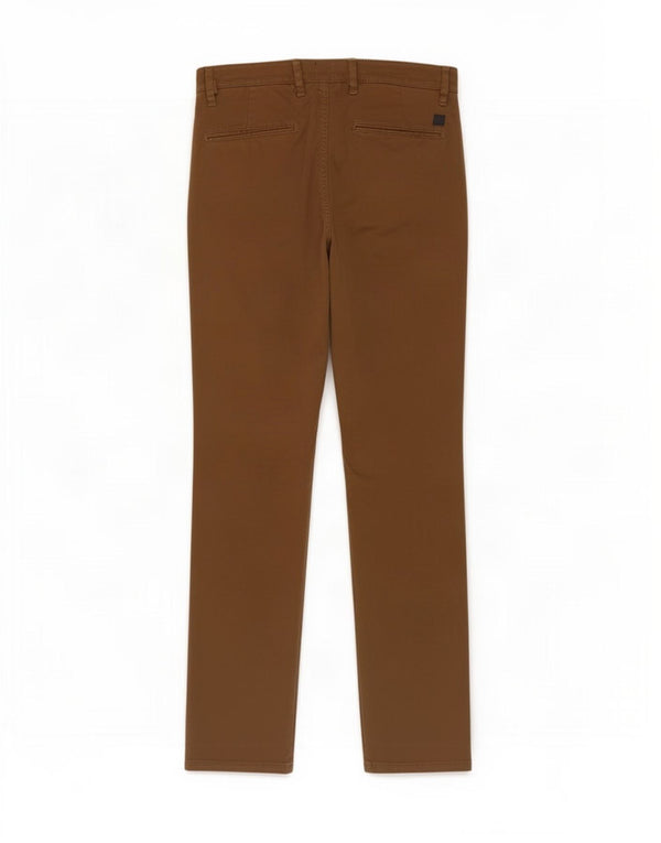 Мужские узкие брюки-чиносы Hugo Boss W32 L34 коричневые, хлопковые